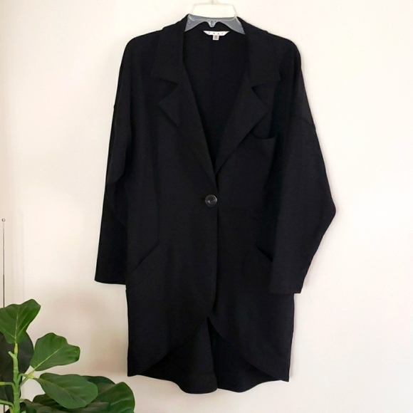 Cabi gray single button midweight jacket, ponte knit Lisbon topper,  medium - Picture 2 of 8